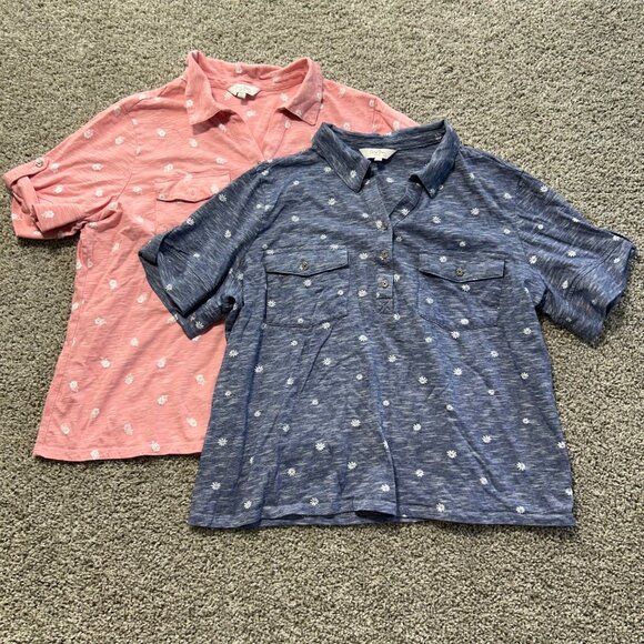 Coral Bay Lot of 2 Womens Floral Polo Shirts PXL Blue & Pink Short Sleeve - Picture 7 of 7